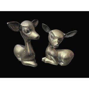Brass Deer Figurine Set - Mid-Century Collectible Set Of 2 Home Decor MCM